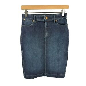Talbots Petite Denim Pencil Skirt 0P Corporate Core Classic Americana Preppy NWT
